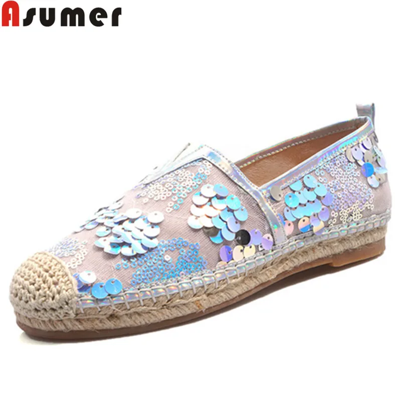 

ASUMER 2020 new flats shoes women round toe bling ladies shoes casual comfortable female shoes leisure loafers women flats