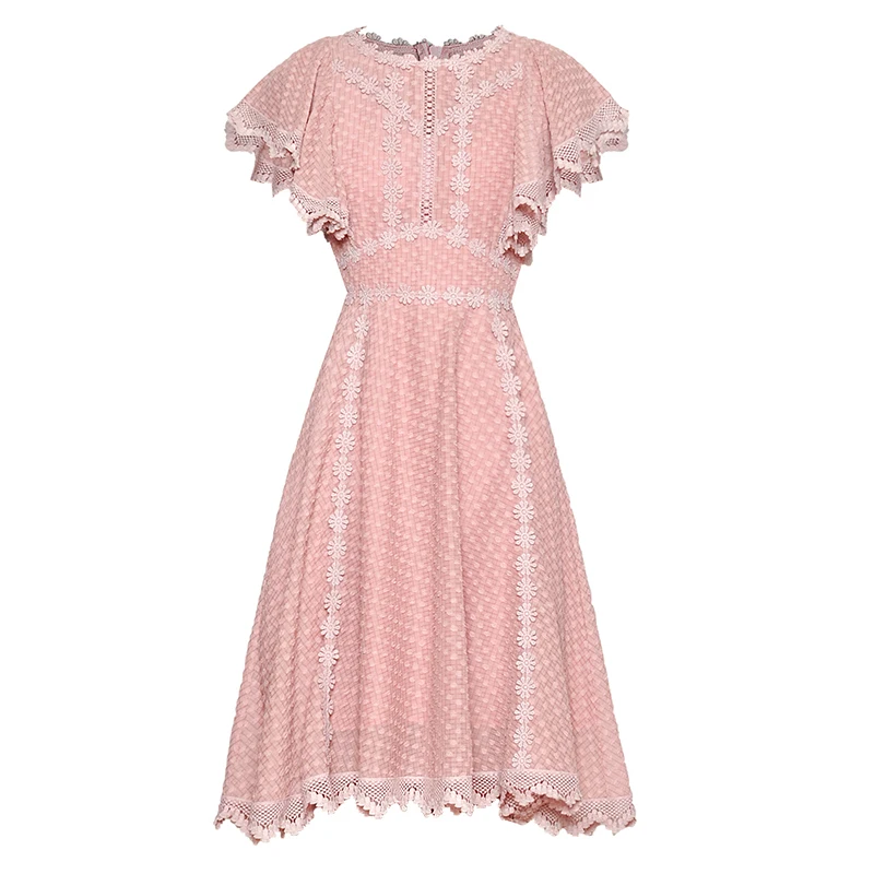 Высокое качество новинка 2019 летнее подиумное платье женское с коротким рукавом и