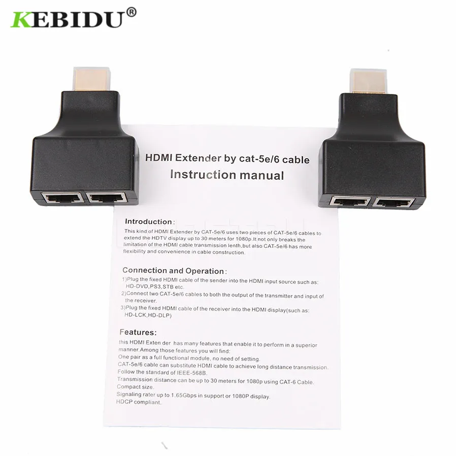 1pair RJ45 Network Cable Extender HD 1080P D32 For HDTV HDPC By Cat 5e/6 Up To 30Meters Wholesale | Электроника