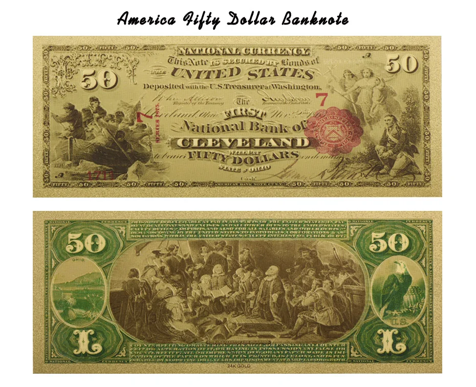 WR деловой сувенир подарки 1875 год Красочные золотые банкноты роскошный сувенир подарки Золотая фольга бумажные деньги художественные поделки