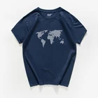 Мужская футболка из 100% хлопка, повседневные свободные топы с принтом карты мира, лето 2018