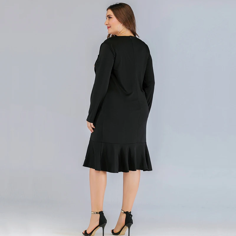 Женское облегающее платье с длинным рукавом однотонный пуловер средней длины на