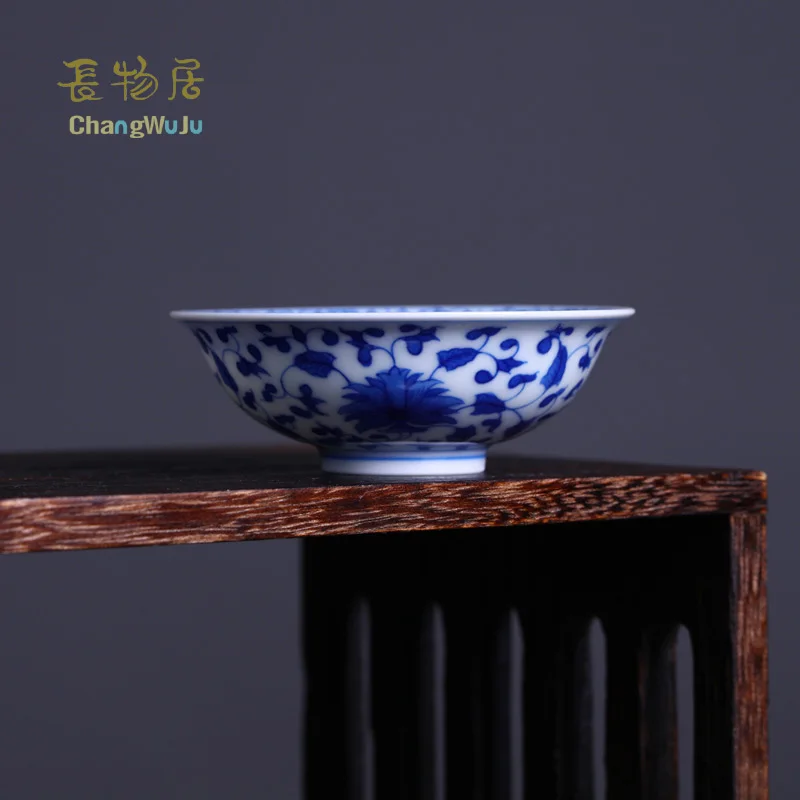 

Чаши и блюдца Changwuju in Jingdezhen, экологически чистые китайские чайные чашки ручной работы синего и белого цвета с ручной росписью керамики