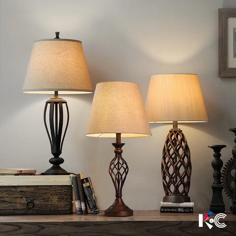 Американский стиль Сельский стол в пасторальном стиле лампы для гостиной