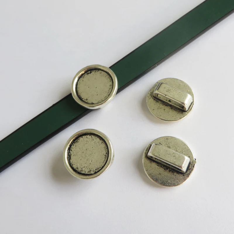 10pcs Antique Tone Spacer Button Slider For 10mm 5mm Flat Leather Cords Bracelet Jewelry Making | Findings &amp Components