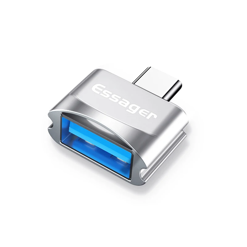 Серебристый Essager usb type C OTG адаптер 2 цвета USB-C разъем USB-C type-C к USB 3,0 OTG конвертер для samsung S10 Xiaomi Mi 9 huawei - Цвет: Серебристый