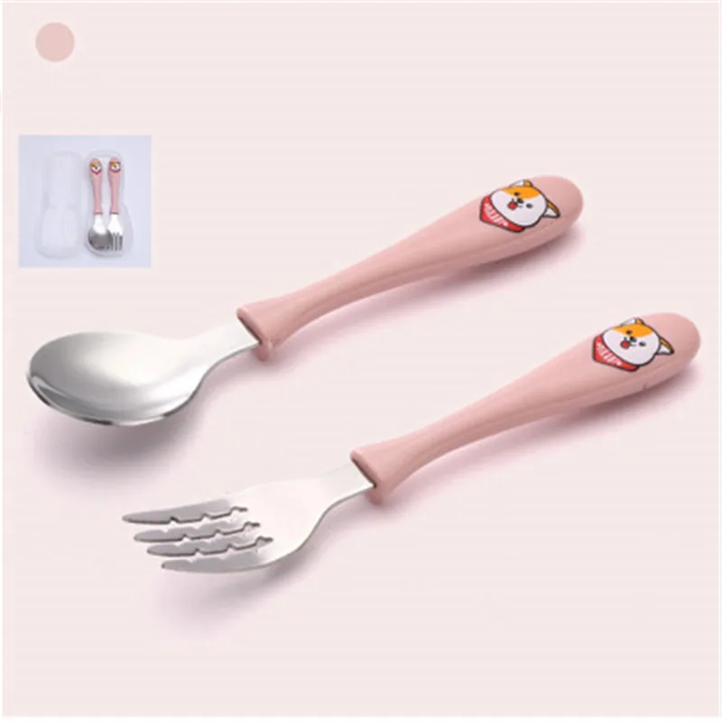2 шт./компл. милый набор ложка и вилка для малышей детская посуда кормления из
