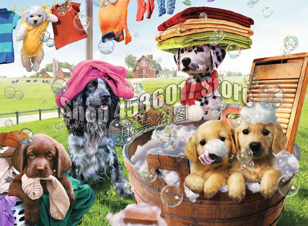 

5d Diy Diamond Painting Christmas Laundry Day Dogs Art Cross Stitch Diamond Embroidery Animals Full Mosaic Home Decor Gifts