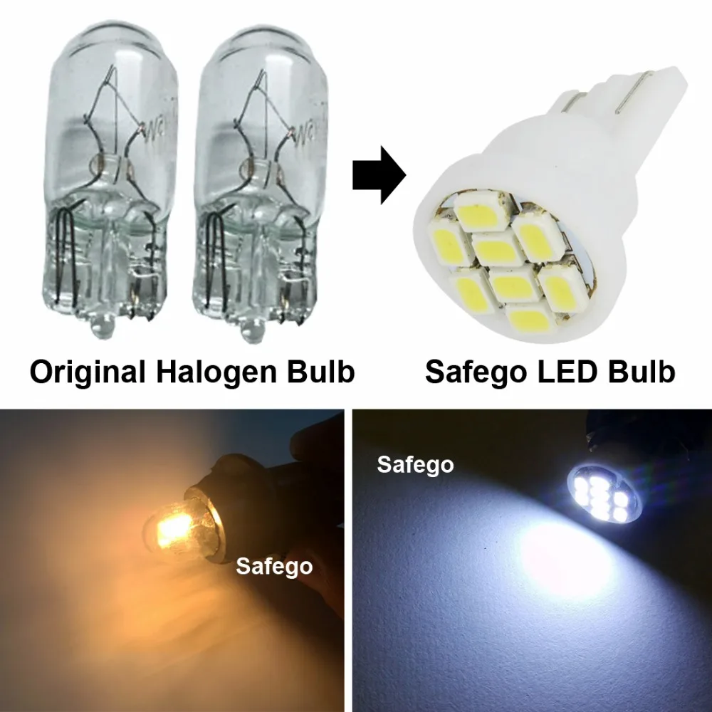 Safego 1 шт. зеленый цвет T10 8 SMD 1206 W5W светильник ная лампа для автомобиля интерьера