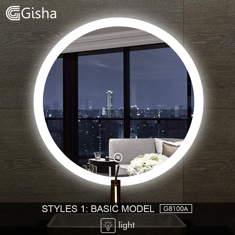 Gisha Smart Mirror LED Bathroom Mirror Wall Bathroom Mirror Bathroom Toilet Anti-fog Mirror Bluetooth-compatible Touch Screen