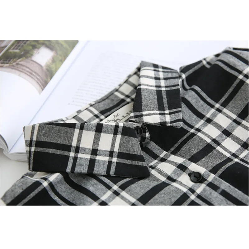 Женская длинная клетчатая блузка большого размера плюс свободная рубашка с