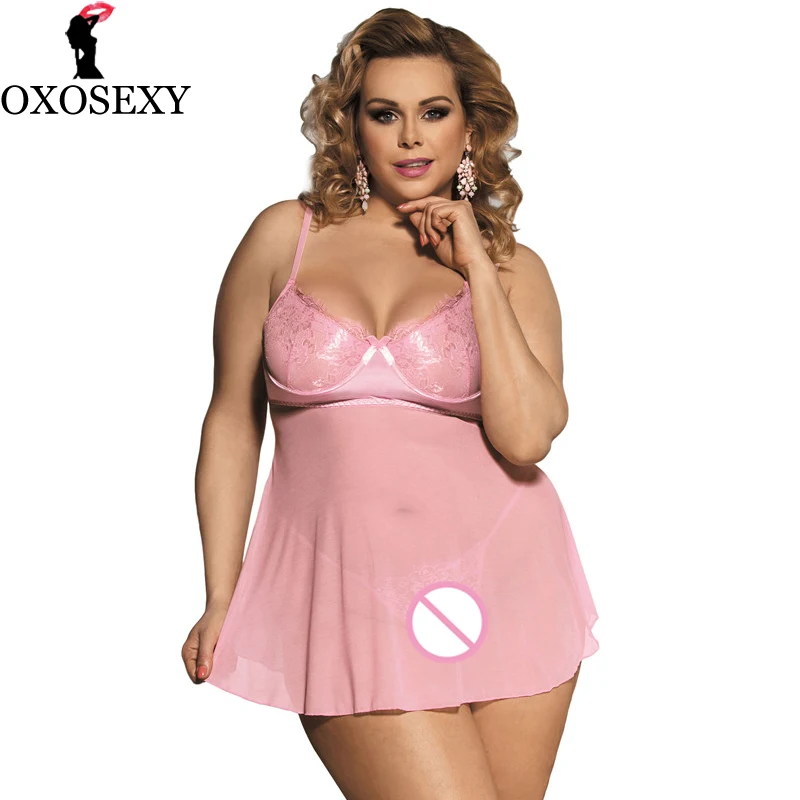 Xxxl 5xl Розовое женское нижнее белье сексуальное ночное одежда для сна кружевное