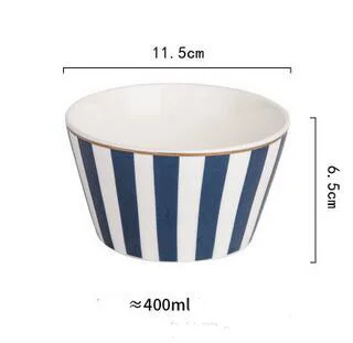 bowl stripe Скандинавский синий и белый полосатый набор керамических столовых приборов западные миски - Цвет: bowl stripe