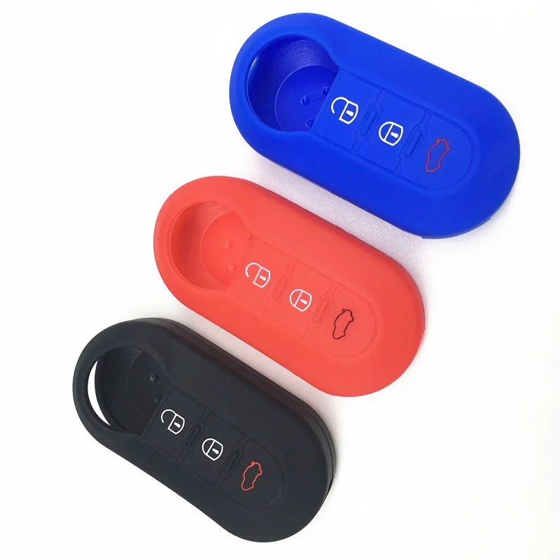 Silicone Car key cover Case For Fiat 500 grande punto stilo 500x panda ducato 3 Buttons remote auto folding Flip Key Blanks case |