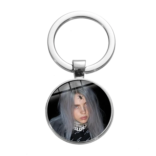 Style 10 SONGDA хип-хоп Billie Eilish юная певица брелок Забавный портрет новое поколение Поп-музыка певица стеклянная цепочка для ключей для фанатов - Цвет: Style 10