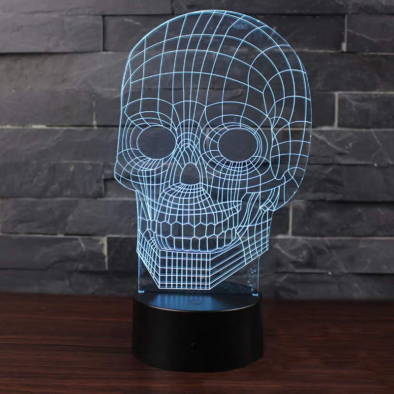Индивидуальная 3d лампа в виде черепа светодиодный ночсветильник 7 цветов