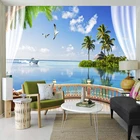 Настенные обои на заказ, Современная 3D Наклейка на стену с изображением кокосового дерева, моря, гостиной, столовой