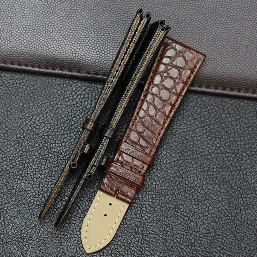 SAUPPO крокодиловая кожа аксессуары для часов Ремешок для часов с круглым зерном браслет подходит для Cartier Tank для мужчин