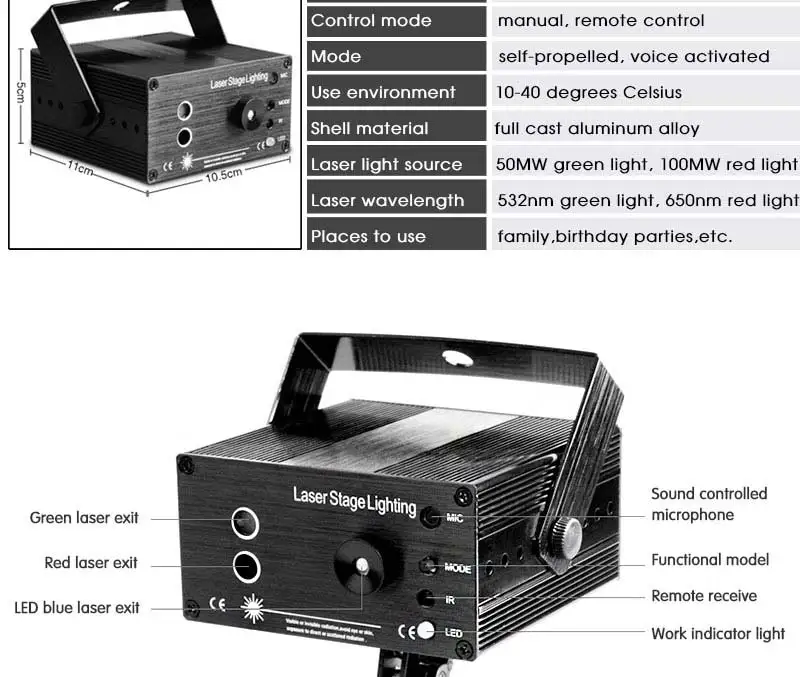 Лазерный диско-светильник TRANSCTEGO, сценический светодиодный светильник Lumiere 48 в 1, RGB проектор, DJ вечерние звуковые лампы, s мини лазерная лампа, стробоскоп
