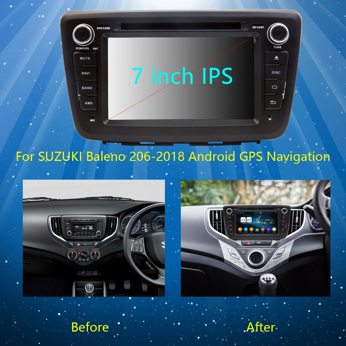 Автомагнитола с GPS Навигатором экран 7 дюймов IPS Восьмиядерный процессор ОЗУ 4 Гб