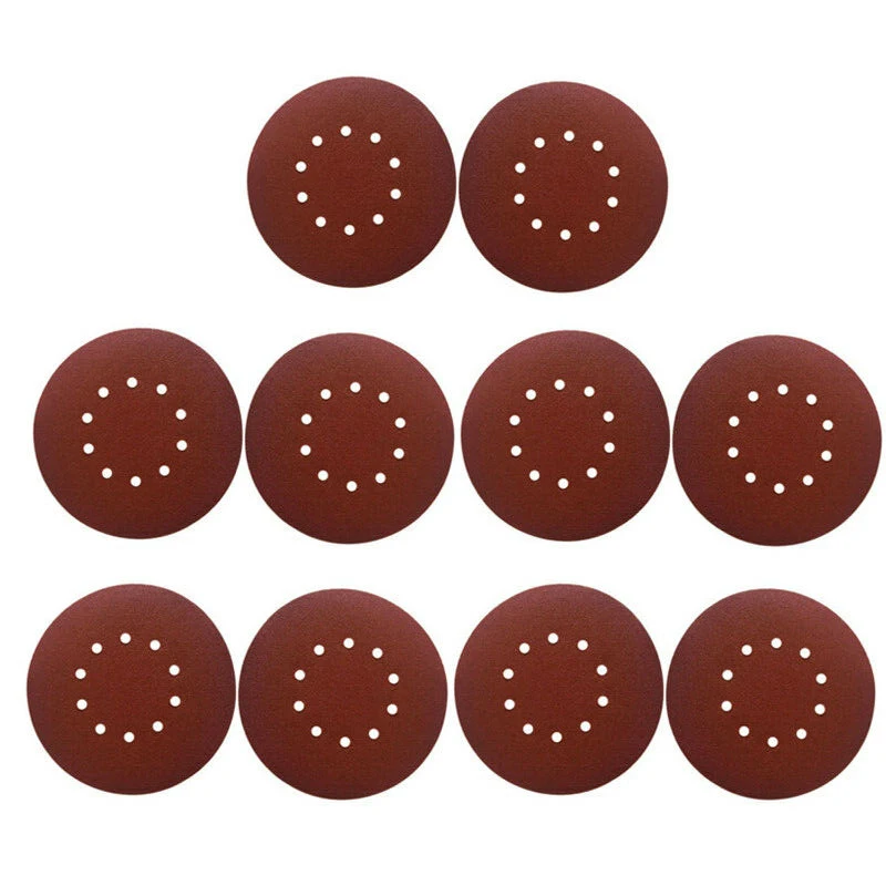 

10Pcs Parts 9 10 Hole Grit Sanding Discs Sandpaper For Material Removal Durabe