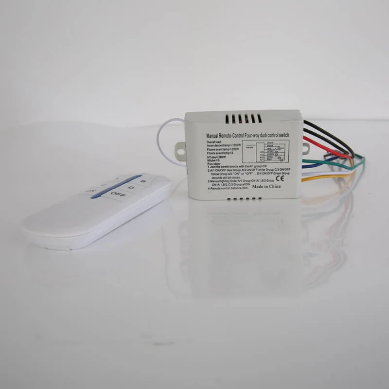 220V 4 канала Беспроводной светильник дистанционного Управление Беспроводной переключатель приемник передатчик для лампа/светильник ВКЛ/ВЫКЛ