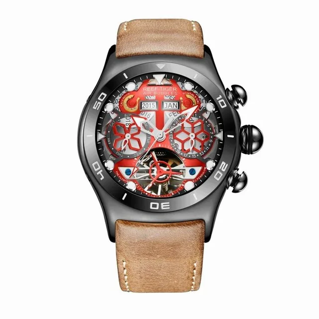 Reef Tiger Aurora Serier RGA703 мужские модные многофункциональные часы с циферблатом автоматические механические наручные часы с календарем на месяц год