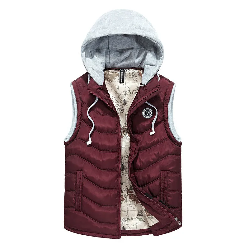 2018 New winter vest men Fashion Slim Coat Casual Cotton Zipper Waistcoat Warm thick Hooded jacket sleeveless parkas coat | Мужская