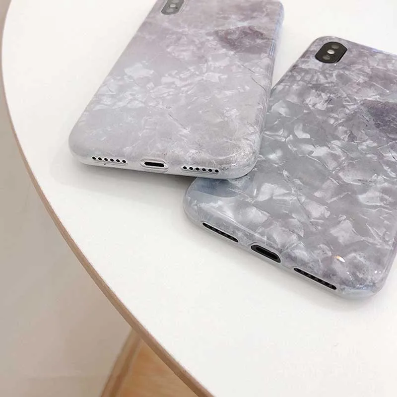 JIABN Luxury Marble Shell Pattern Phone Case for Apple Iphone XS Max XR Applicable IPhone 8plus 7p 6s 6plus Capa |