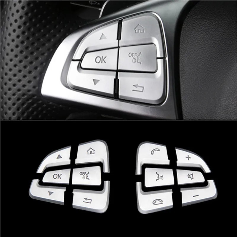 OK 12 Pieces Автомобильный руль кнопки блестки украшения наклейки для Mercedes Benz C W205 GLC X253 V класс аксессуары для интерьера - Название цвета: OK 12 Pieces