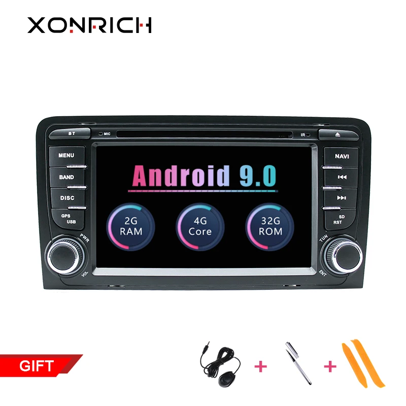 2 Din Android 9,0 Автомобильный мультимедийный плеер Авто для Audi A3 8P S3 RS3 Sportback 2003 2004 2005 2006 2007 2008 2009 2010 2011