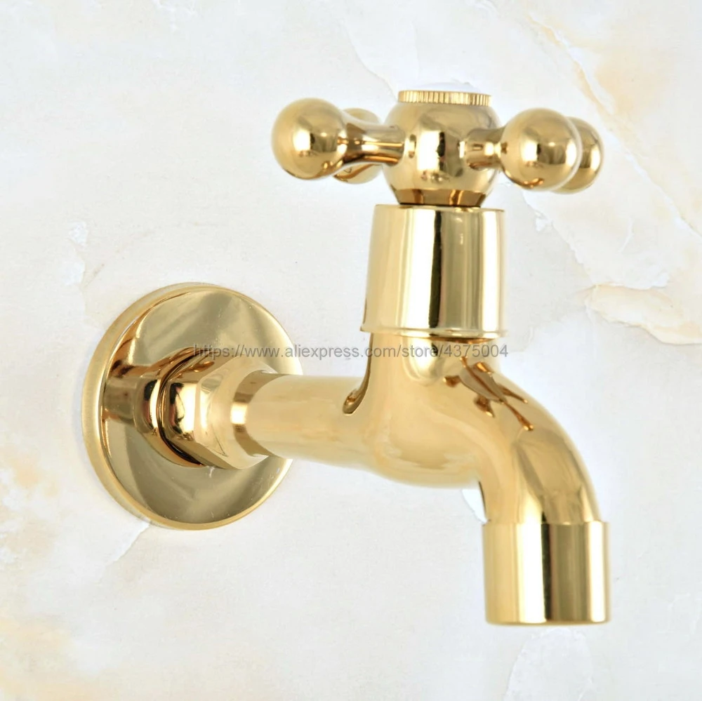 Роскошный латунный настенный смеситель золотого цвета для раковины в бассейне