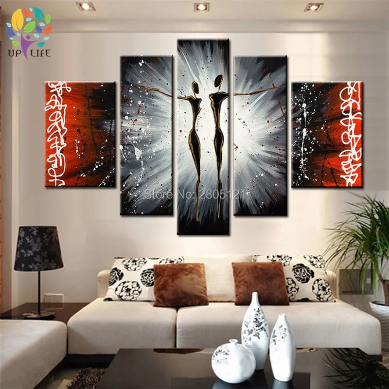 

hand painted modern abstract canvas oil painting lover couple picture gray decorative modular painting home decoration art sets