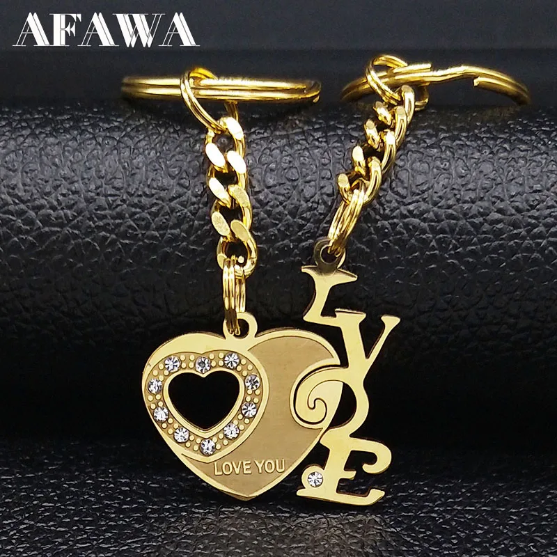 

Комплект из 2 предметов 2021 Мода Любовь нержавеющая стальные брелки для пары золото Цвет брелок ювелирные изделия llaveros Пареха K77633B