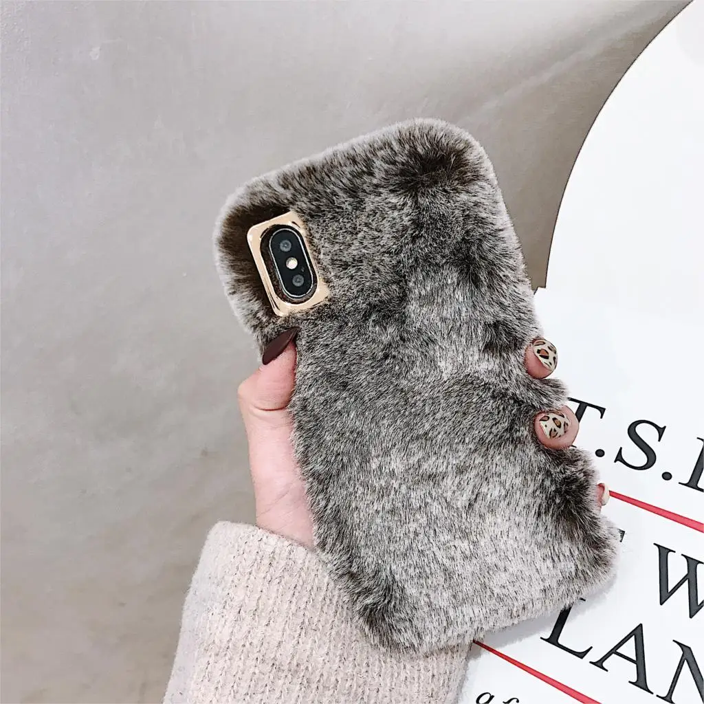 Brown Чехол Rabbit P smart Plus для Huawei P30 Lite P20 Pro P10 Plus P8 P9 Lite P9 Lite Mini Enjoy 7 7S плюшевый чехол в полоску - Цвет: Brown