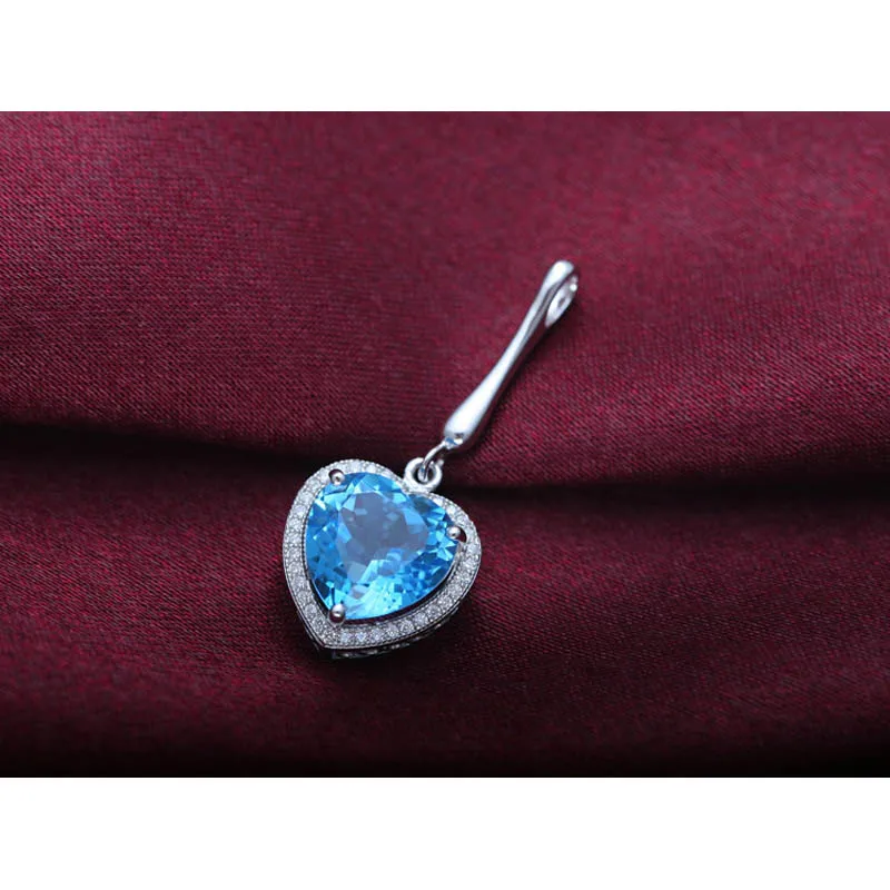 Женское ожерелье из серебра 925 пробы с натуральным голубым топазом | Украшения и