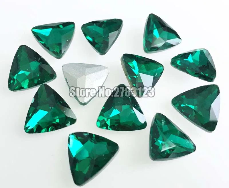 Продажа с завода малахит зеленый треугольник AAA стеклянный кристалл стразы