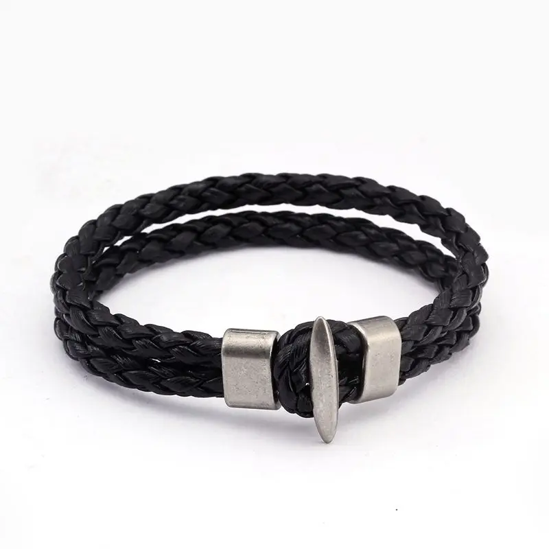Винтаж плетеное кожаное изделие очаровательные браслеты на запястье Для мужчин