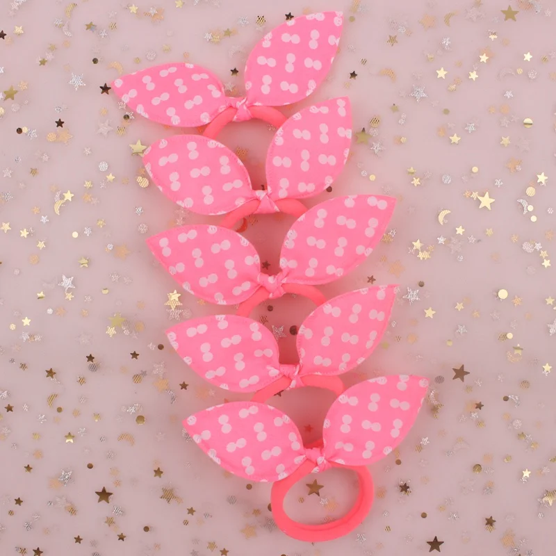 Новинка 2019 модные тканевые эластичные резинки для волос в горошек с кроличьими