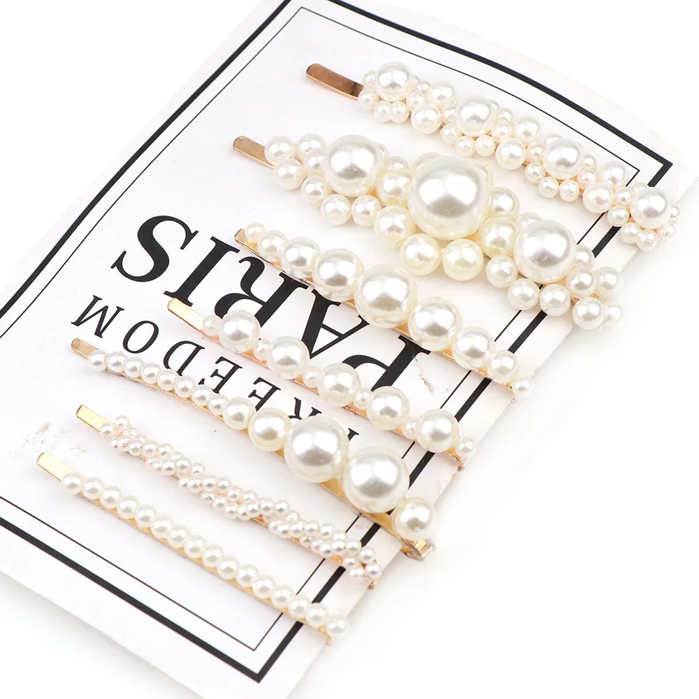 

Korean 7styles ABS Pearl Hair Strip CliP Women Barrettes Elegant for female Girl Hair Clip Hairgrips Accessories