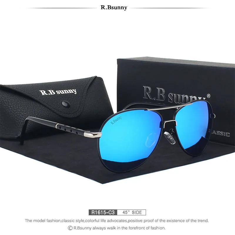 R1615 C3 BOX R. Bsunny, новинка, брендовые, модные, поляризационные солнцезащитные очки, мужские, классические, Ретро стиль, очки пилота, цветные, Полароид, линзы, для вождения, женские солнцезащитные очки - Цвет линз: R1615 C3 BOX