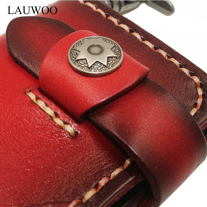 LAUWOO Brand designer Men genuine leather Key wallet Vintage retro punk key holder wallets Women 's housekeeper Cases |