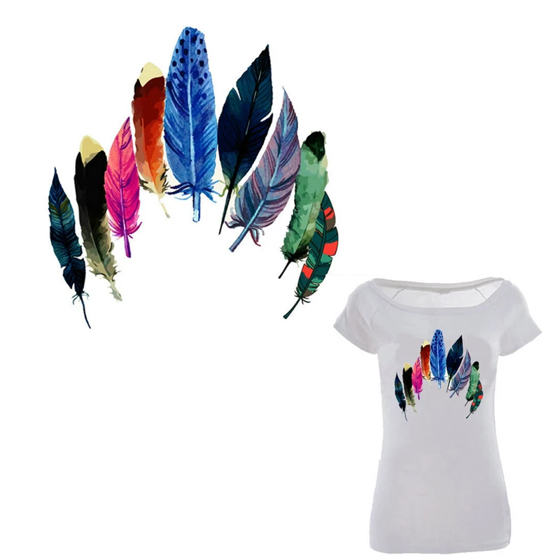 Креативные цветные перьевые утюжки на пластыри термопереводные пресс-наклейки