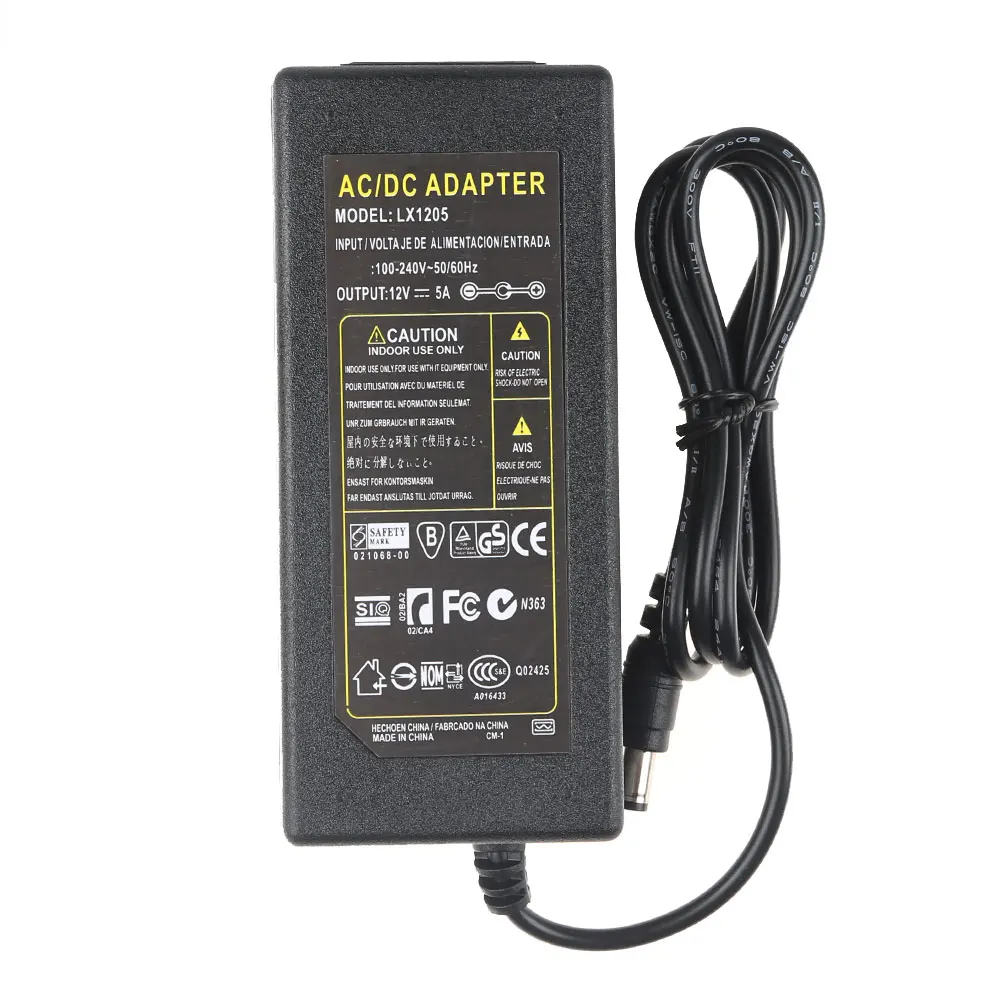 12V 5A EU Plug Светодиодный светильник переменного тока Мощность адаптер Зарядное устройство для беспроводной триггер вспышки YONGNUO Godox светодиодный светильник YN128 YN360S YN360 III YN600 YN300III YN300AIR YN350 YN216 YN900 - Цвет: 12V 5A EU Plug
