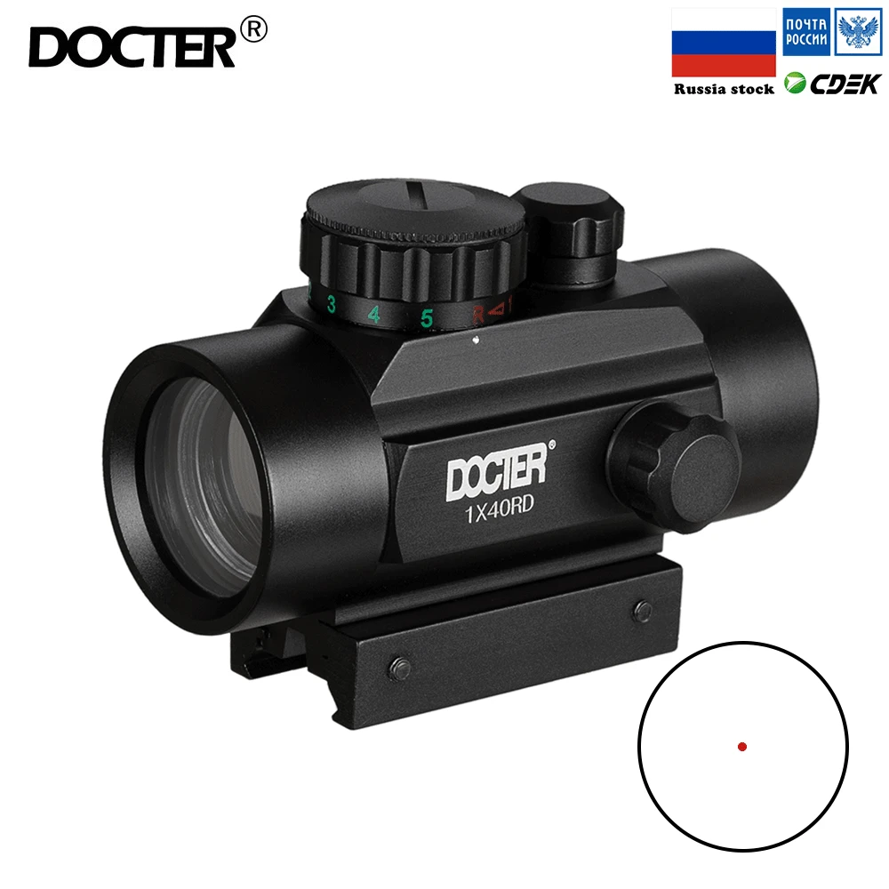 1x40 прицел тактический Красный точечный прицел охотничий голографический зеленый точечный прицел с 11 мм 20 мм рельсовым креплением Коллиматорный прицел