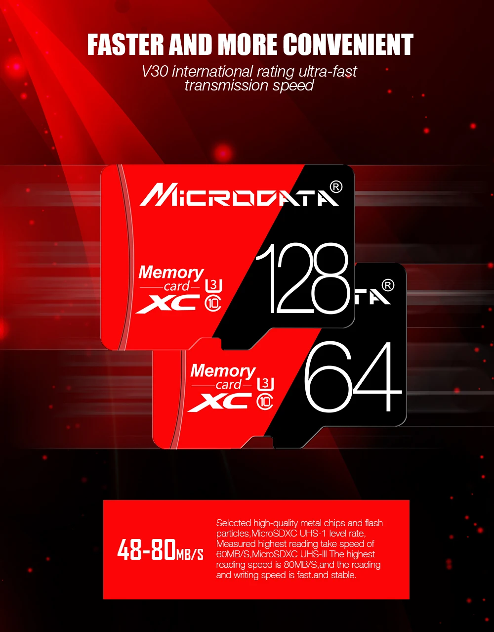 Красный micro sd 16 ГБ 32 ГБ SDHC microsd 64 Гб 128 ГБ Флэш-карта памяти SDXC класс 10 TF/micro sd карта с посылка