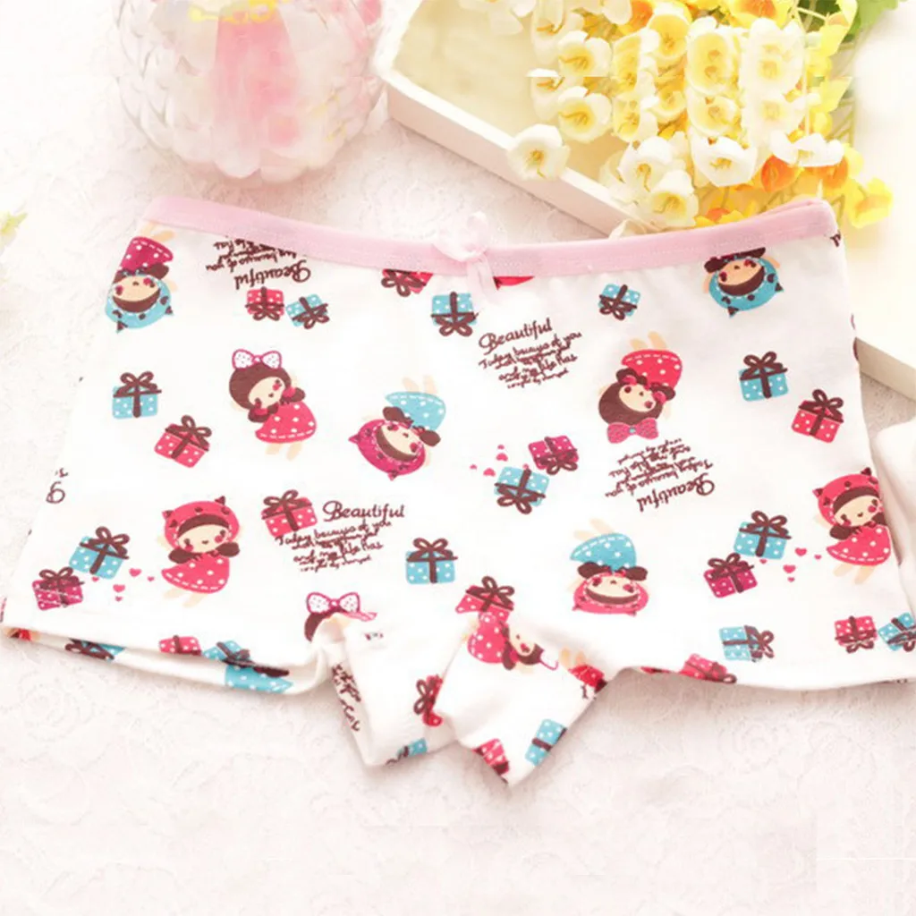 Детские хлопковые трусы SAGACE мягкие короткие трусики с милым мультяшным принтом