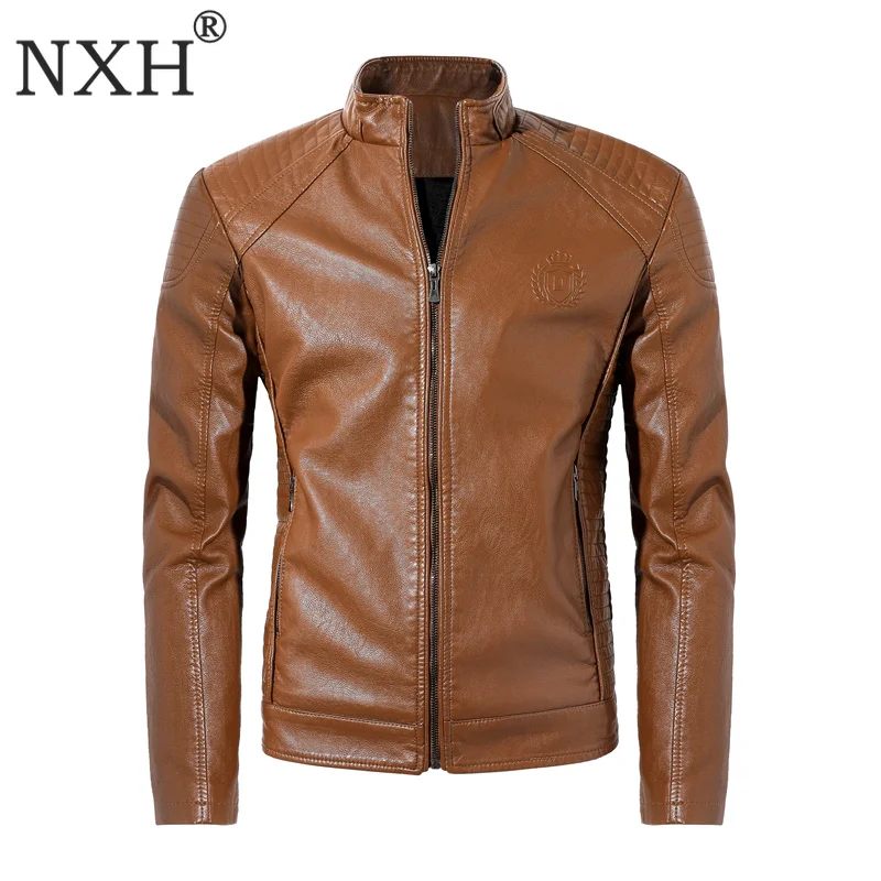 NXH 2019 PU гонщик куртка Для мужчин искусственная кожа jacets с мехом мотоциклетные Jaket