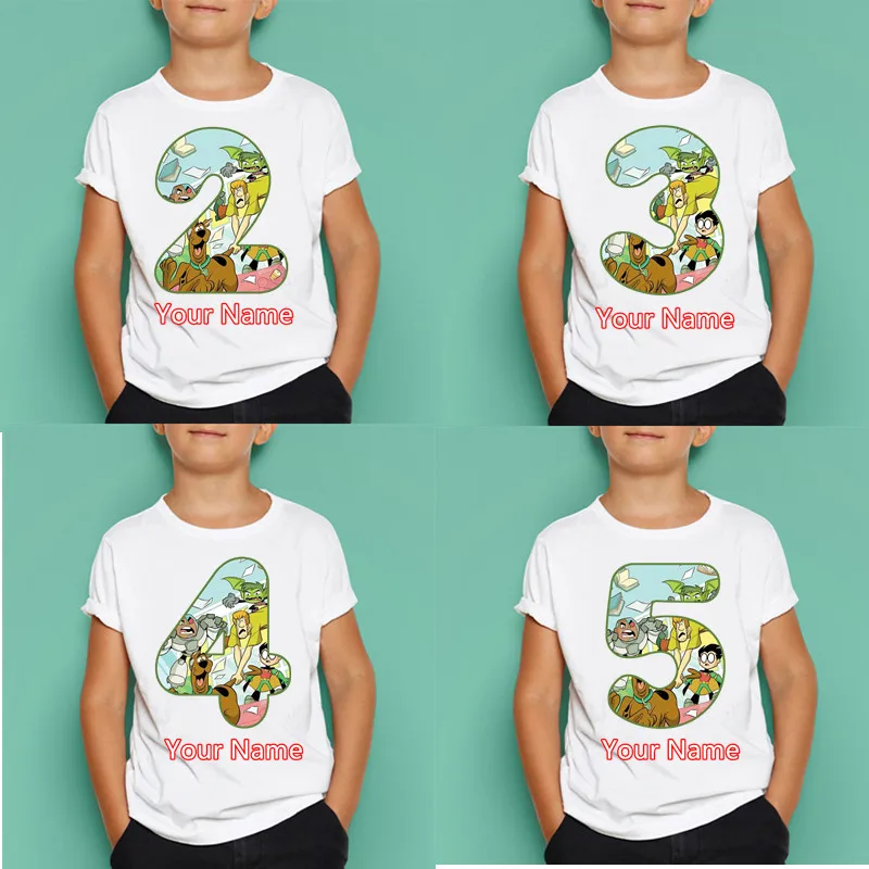 Детская футболка Скуби Ду тайна машина с номером на день рождения топы короткими