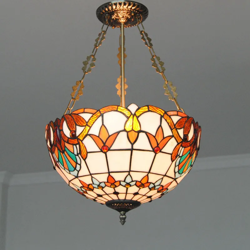 Перевернутый подвесной светильник в стиле барокко Тиффани лампа ретро
